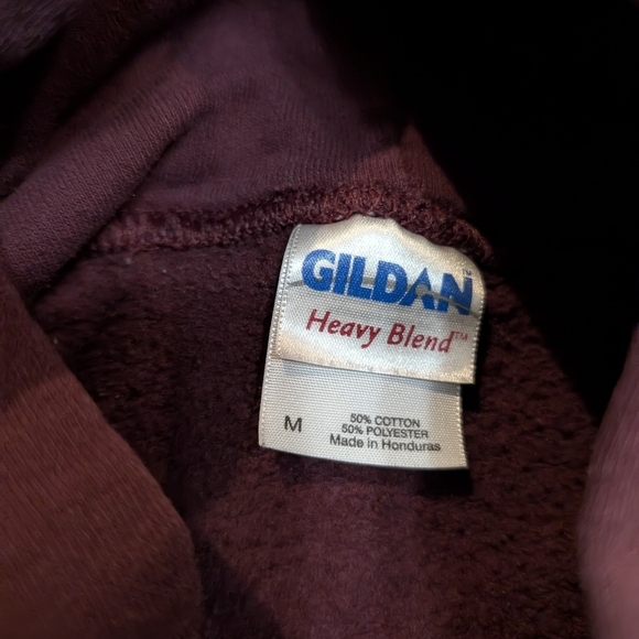 Crabby Dicks Delaware Hoodie Mens M Funny Maroon Red Gildan - Picture 2 of 6